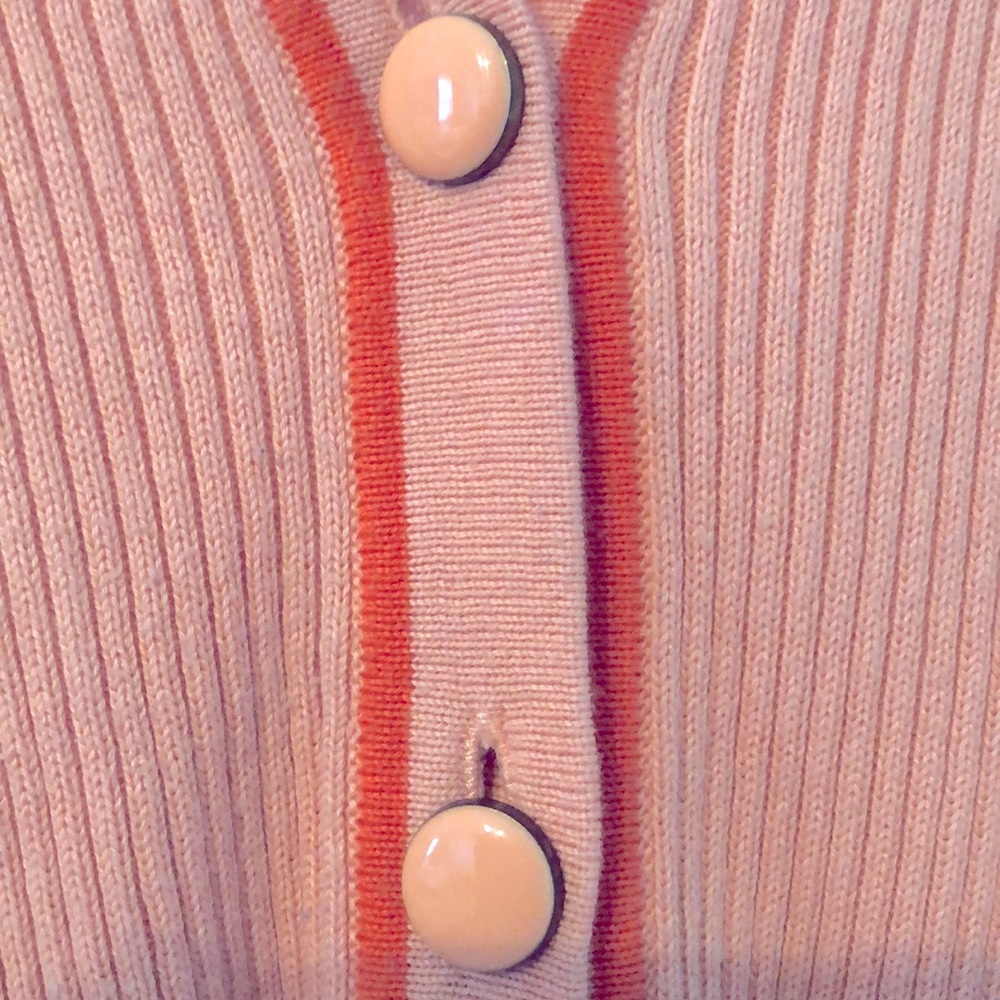 😀Peach & Bright Orange button up sweater top